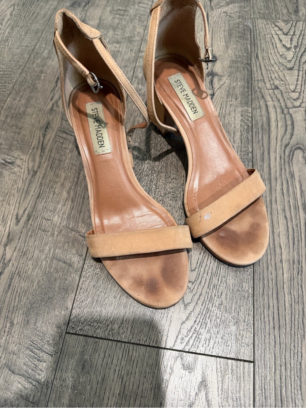 Steve Madden Nude/Tan Suede Ankle-Strap Heels